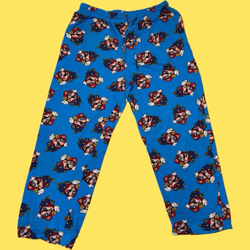 Nintendo Super Mario Raccoon Mens Sleep Lounge Pants Size Large Gaming